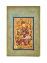 A PERSIAN MINIATURE OF A SEATED PRINCE, 19TH CENTURY, QAJAR