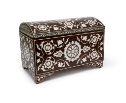 A MOROCCAN MOTHER OF PEARL INDLAID CASKET