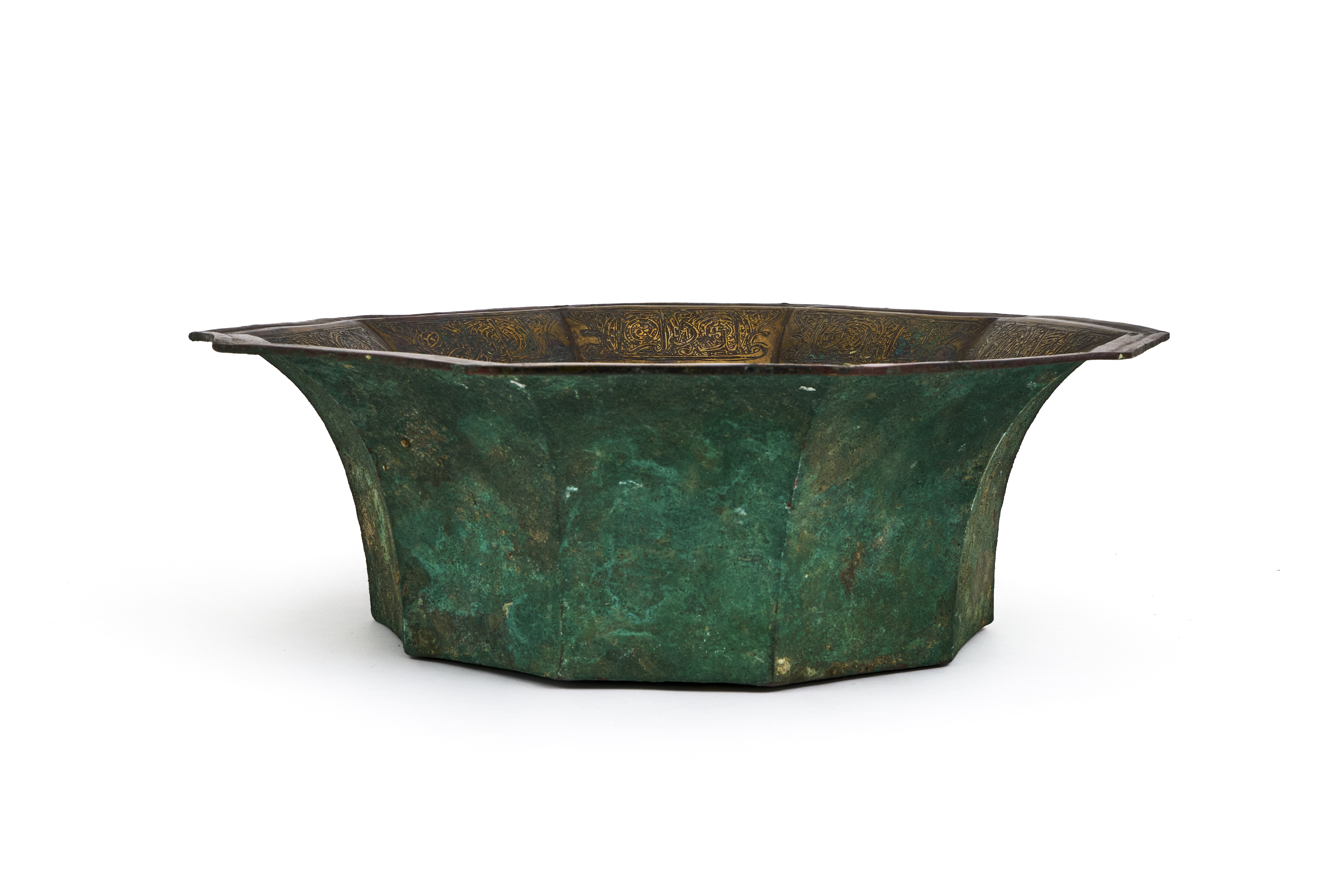 A LARGE KHORASSAN SILVER AND COPPER INLAID BRASS BASIN NORTH EAST IRAN, 12TH CENTURY - Image 2 of 4