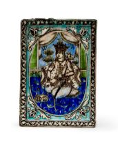 A POLYCHROME QAJAR TILE DEPICTING KAY KHOSROW, 19TH/20TH CENTURY