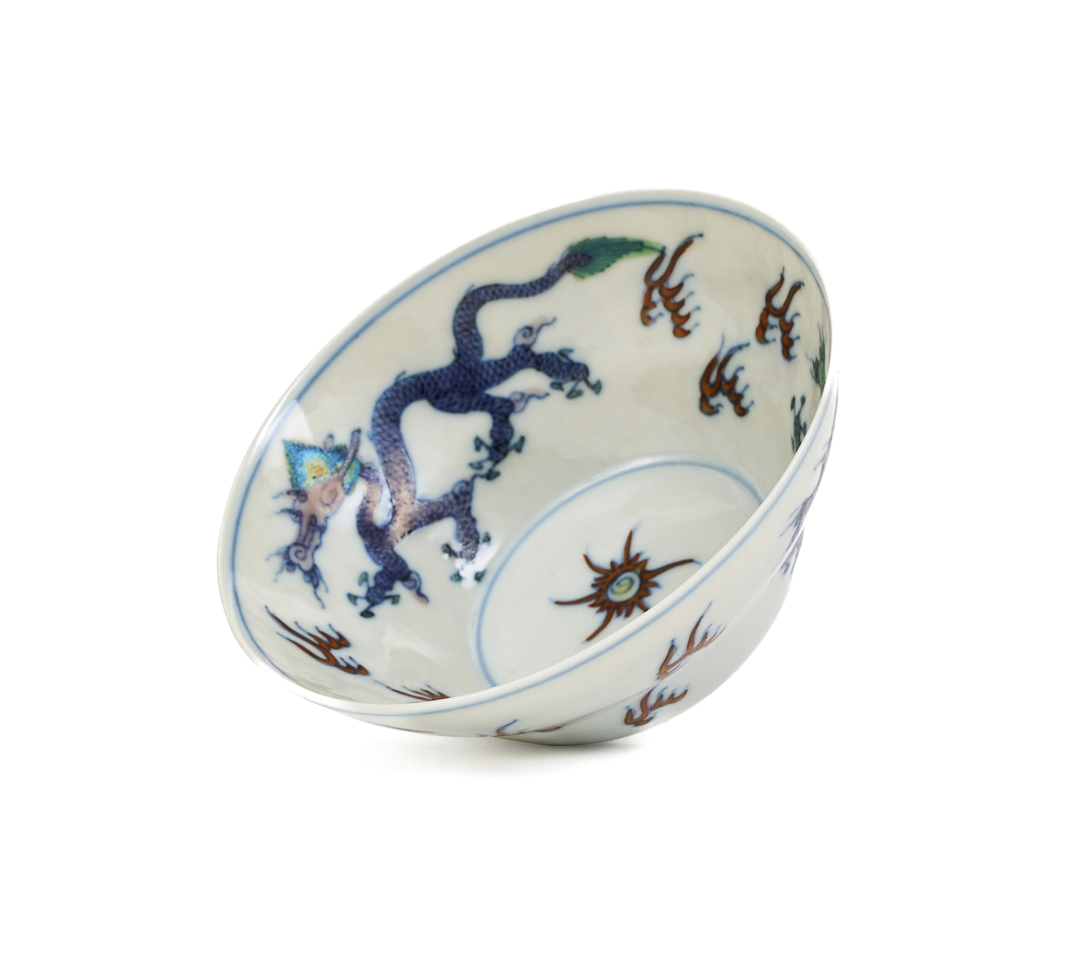 A CHINESE DOUCAI DRAGON BOWL - Image 3 of 5