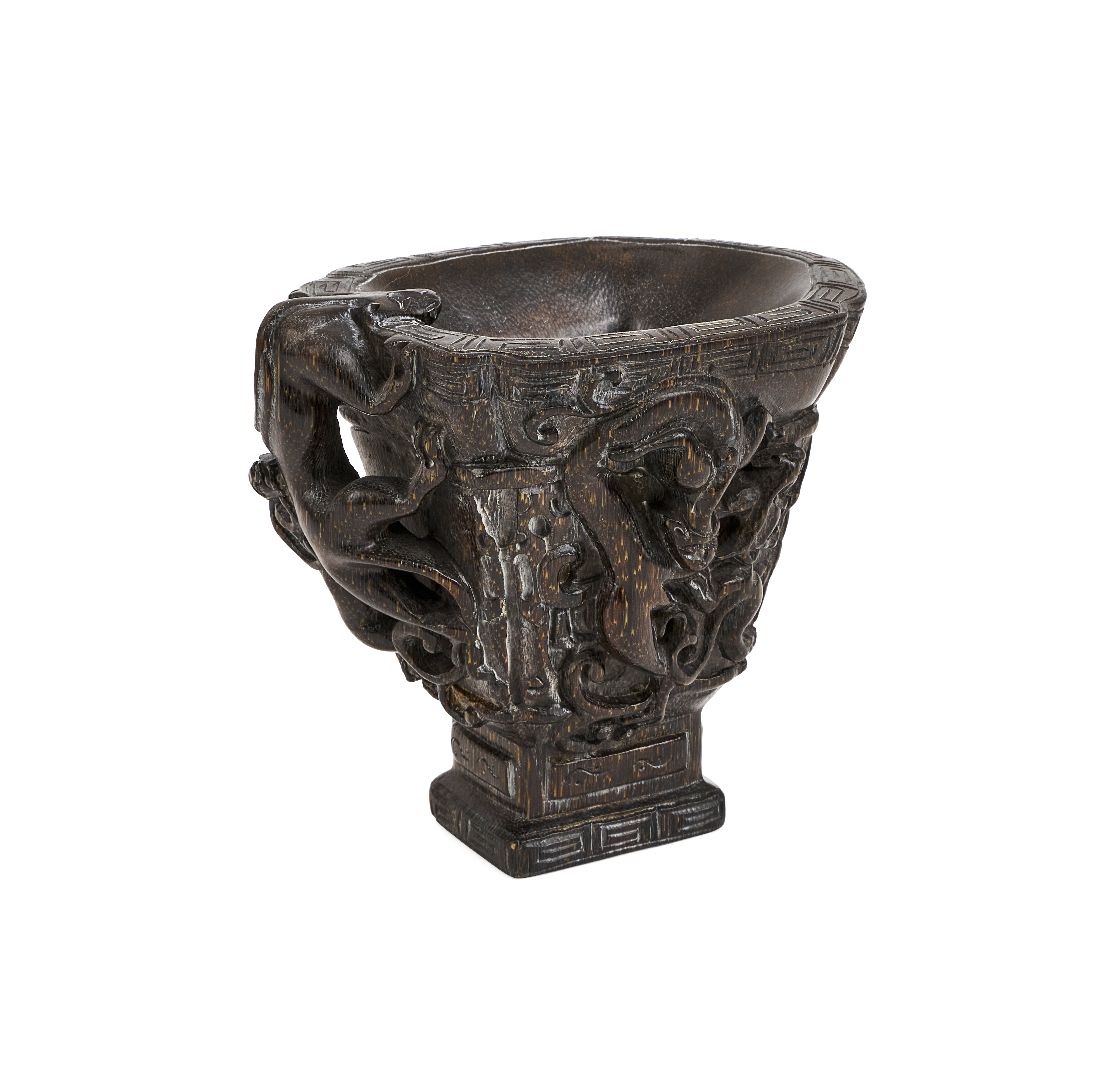 A CHINESE HORN LIBATION CUP - Image 3 of 6