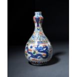 A CHINESE WUCAI BOTTLE VASE, QING DYNASTY (1644-1911)