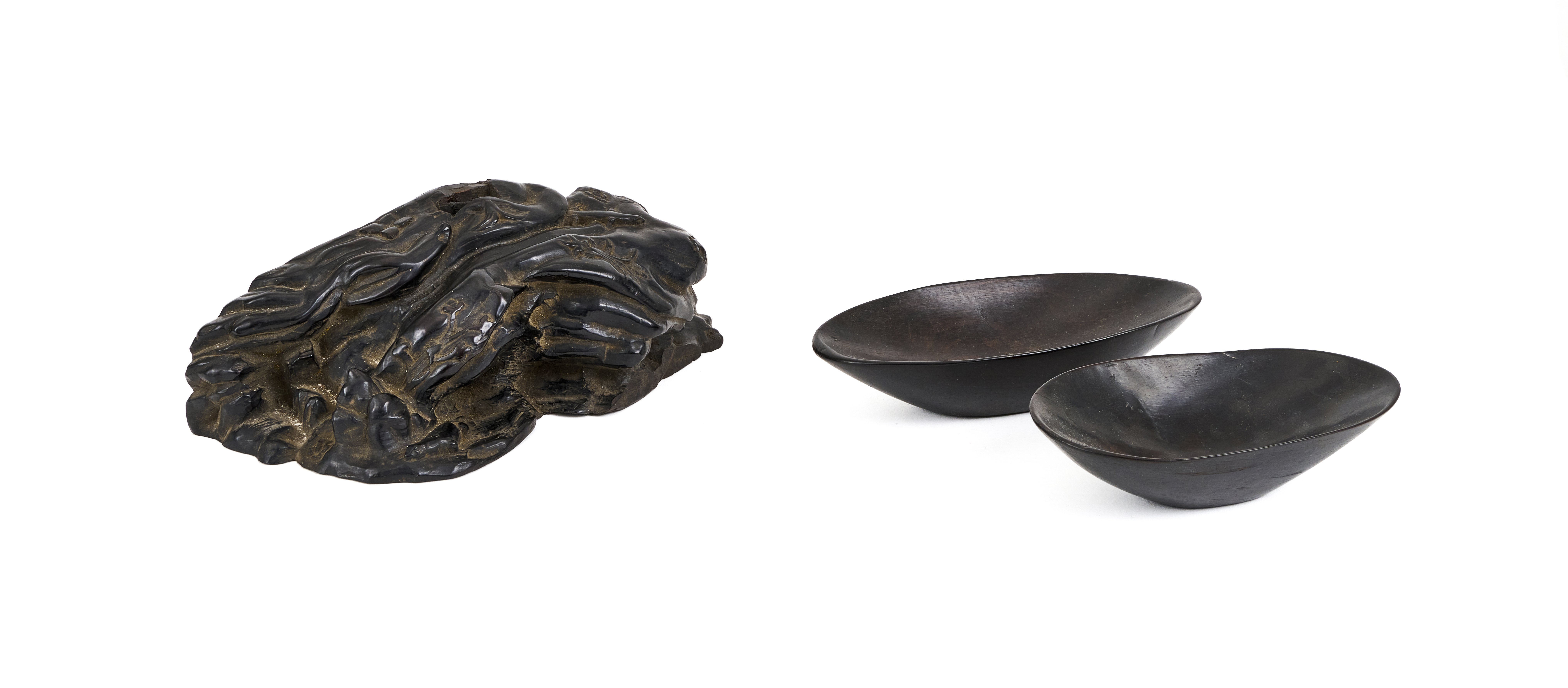 TWO ZITAN BOWLS & A STAND, PROBABLY ZITAN, QING DYNASTY (1644-1911)