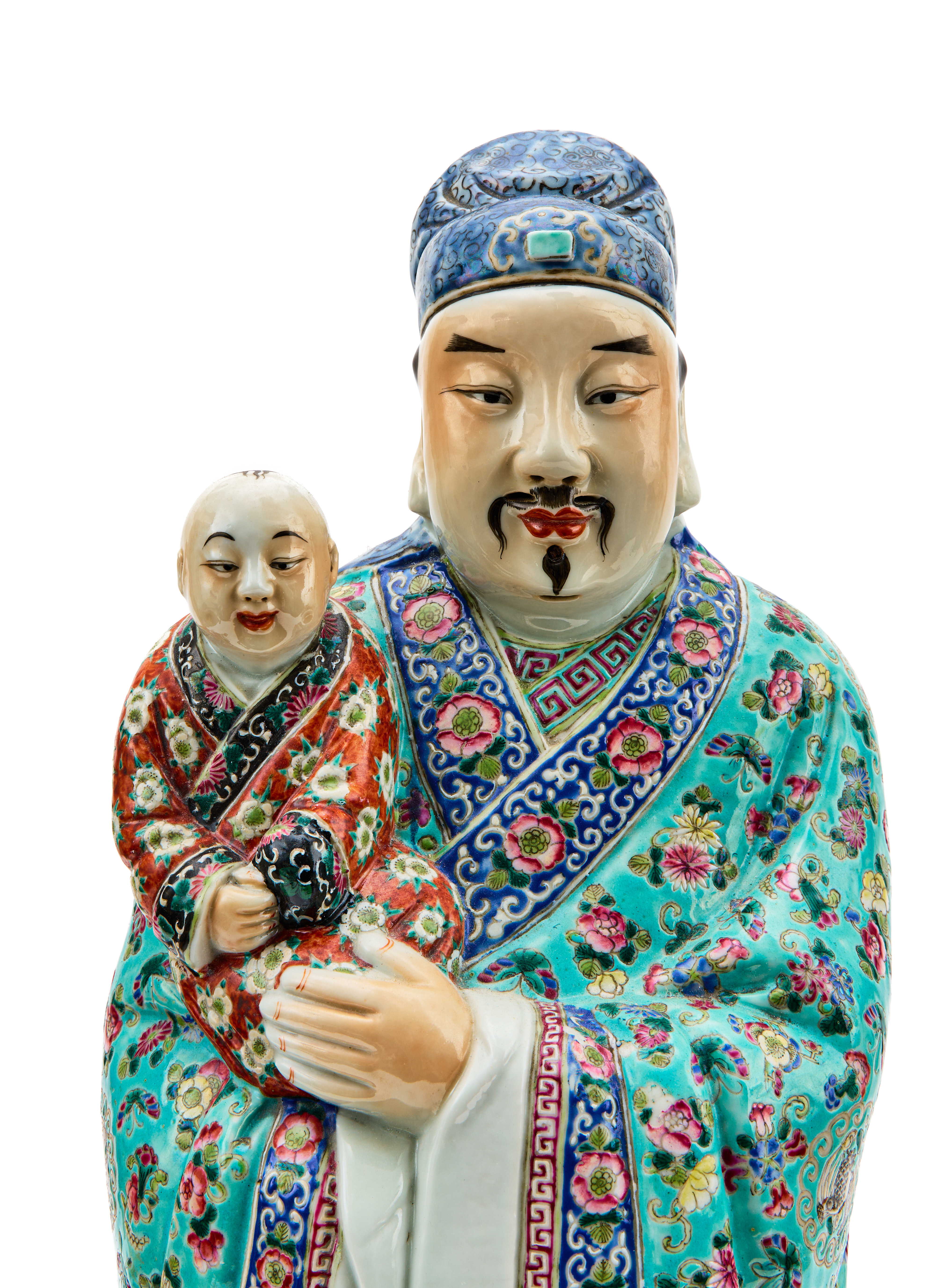A LARGE CHINESE FAMILLE ROSE FIGURE OF AN IMMORTAL, 19TH CENTURY - Image 2 of 5