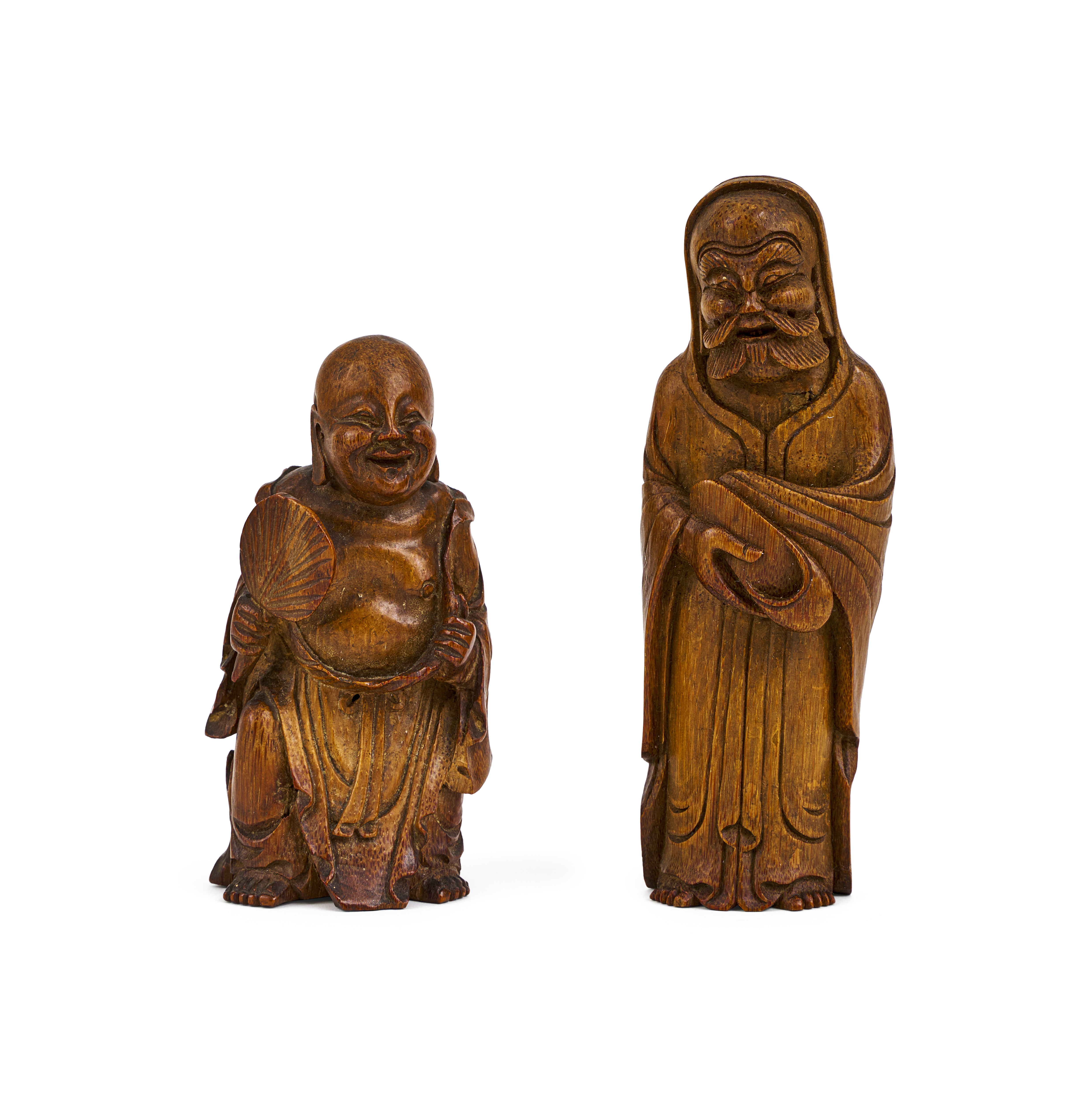 TWO BAMBOO FIGURES OF IMMORTALS, 18TH/19TH CENTURY