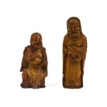 TWO BAMBOO FIGURES OF IMMORTALS, 18TH/19TH CENTURY
