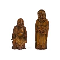 TWO BAMBOO FIGURES OF IMMORTALS, 18TH/19TH CENTURY