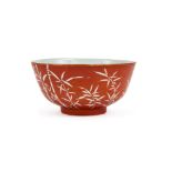 A CHINESE IRON-RED REVERSE-DECORATED BOWL PROBABLY 20TH CENTURY