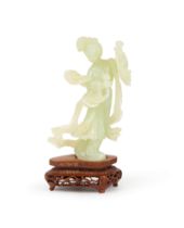 A CHINESE JADE FIGURE OF A GUANYIN, QING DYNASTY (1644-1911)