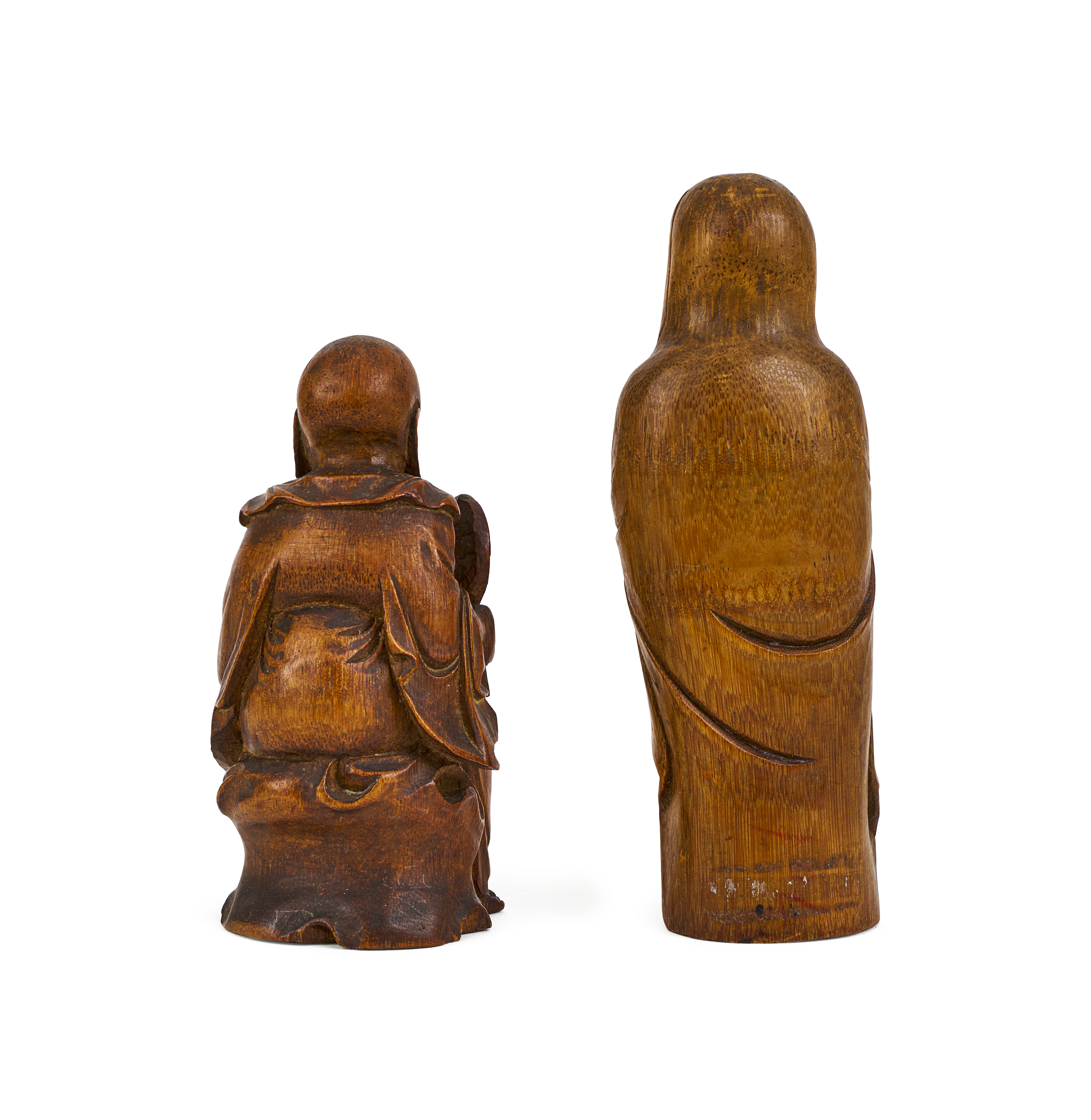 TWO BAMBOO FIGURES OF IMMORTALS, 18TH/19TH CENTURY - Image 2 of 3