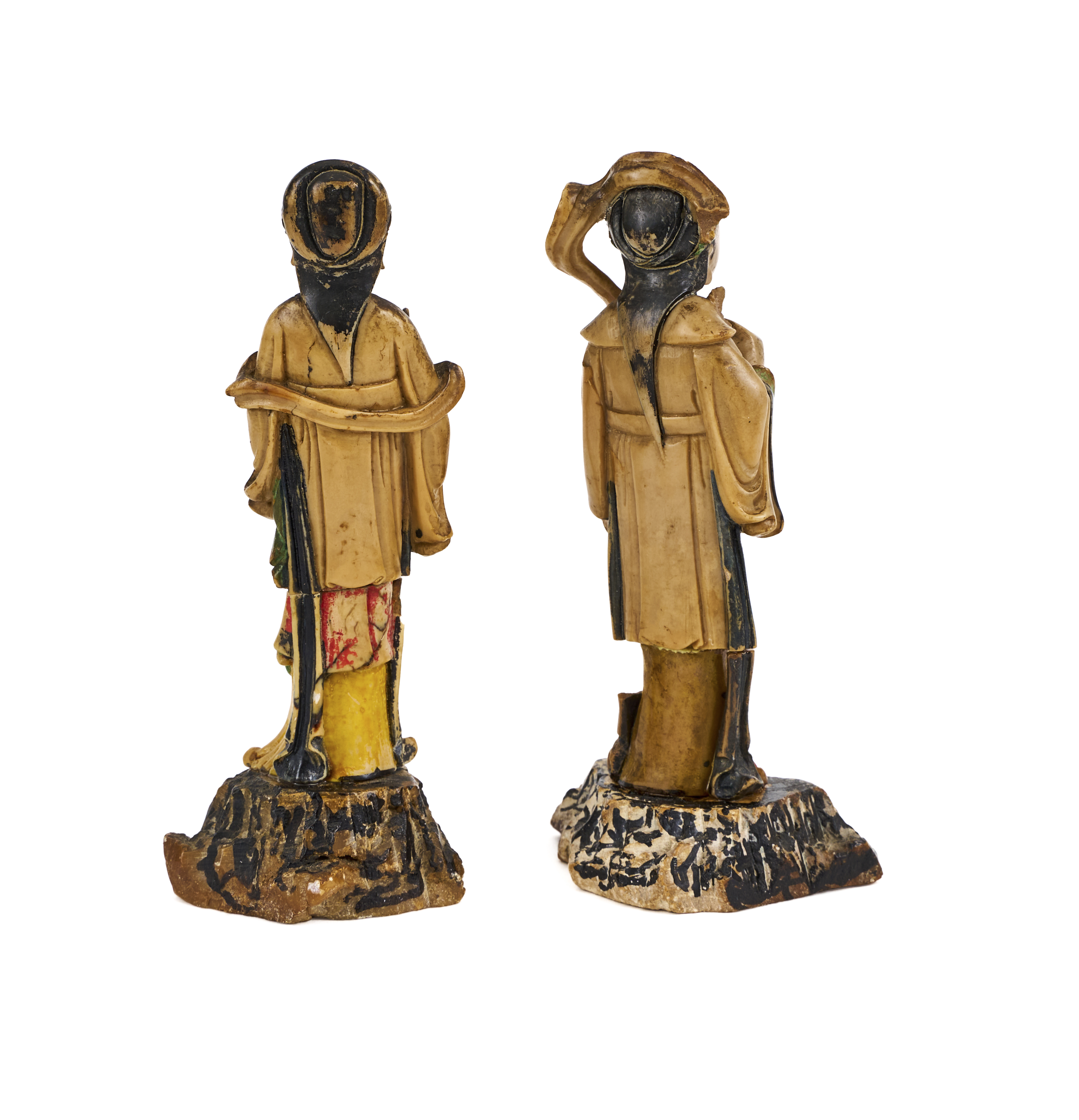 TWO CHINESE POLYCHROME PAINTED SOAPSTONE FIGURES, QING DYNASTY (1644-1911) - Image 2 of 3