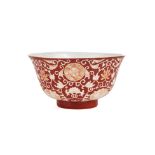 A CHINESE CORAL GROUND RED BOWL, QING DYNASTY (1644-1911)