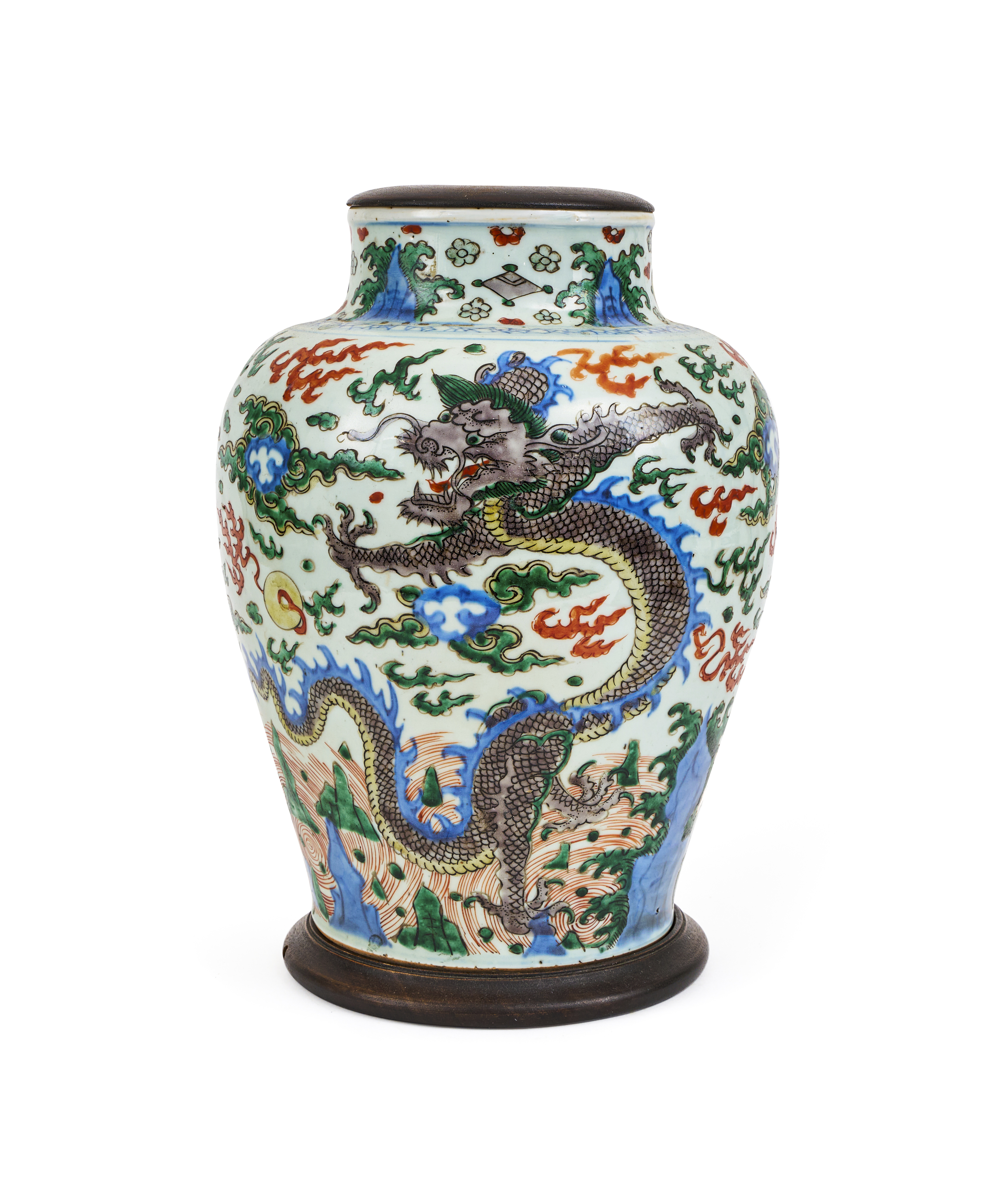 A LARGE CHINESE WUCAI DRAGON JAR, SHUNZHI (1644-1661) - Image 3 of 5