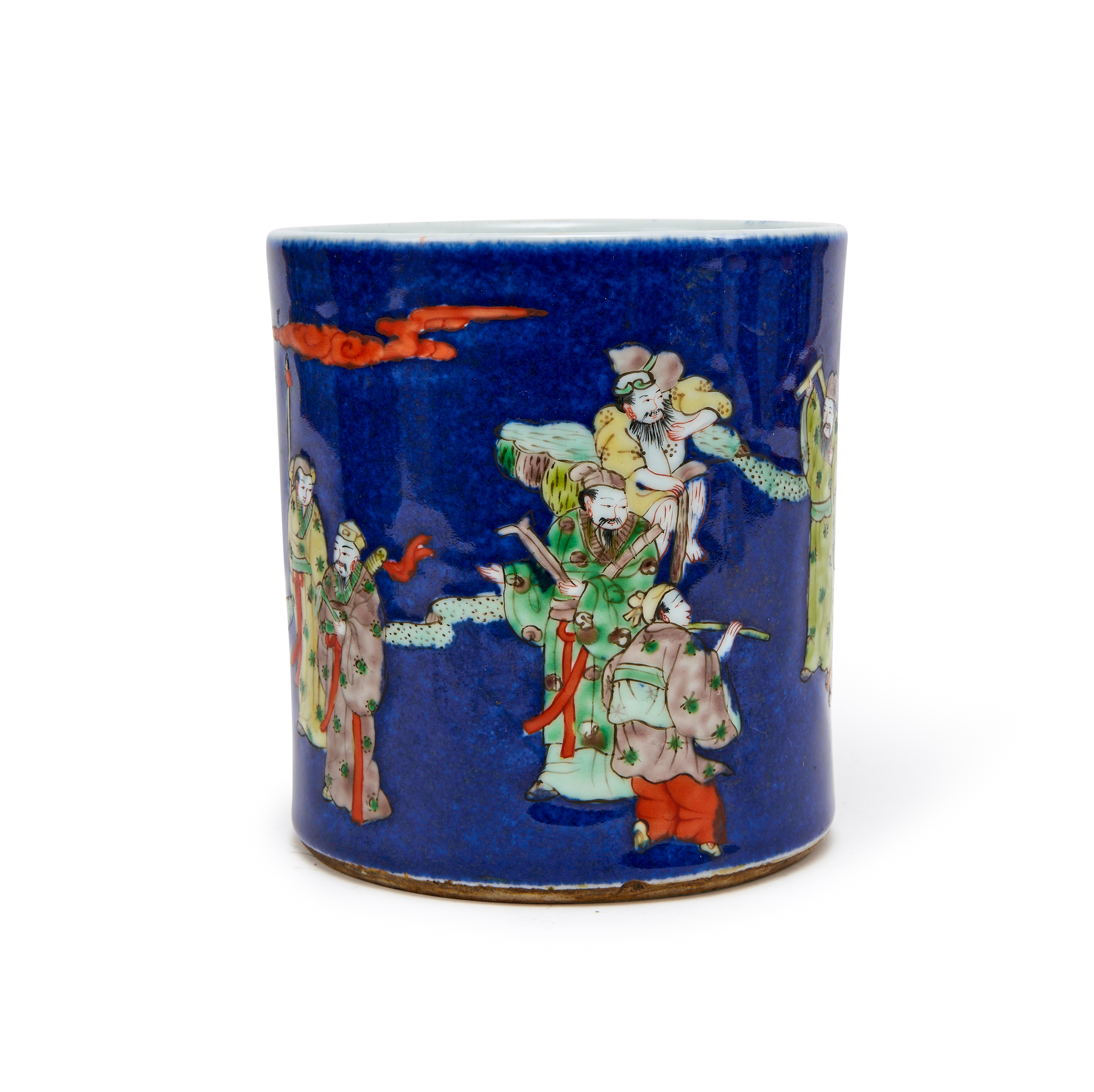 A FAMILLE VERTE POWDER BLUE GROUND GLAZED BITONG, QING DYNASTY (1644-1911) - Image 2 of 5