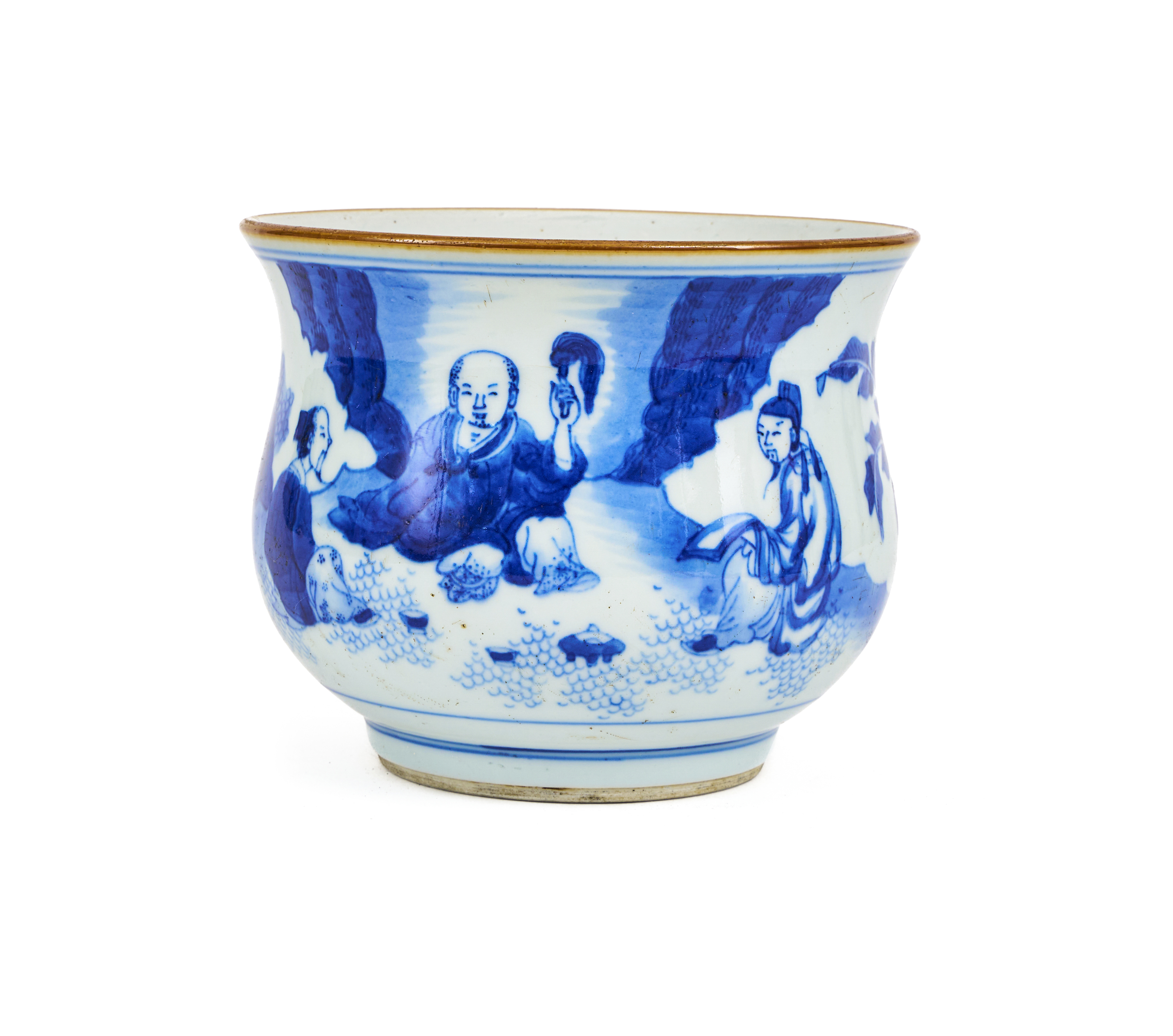 A CHINESE BLUE & WHITE CENSER, QING DYNASTY (1644-1911)