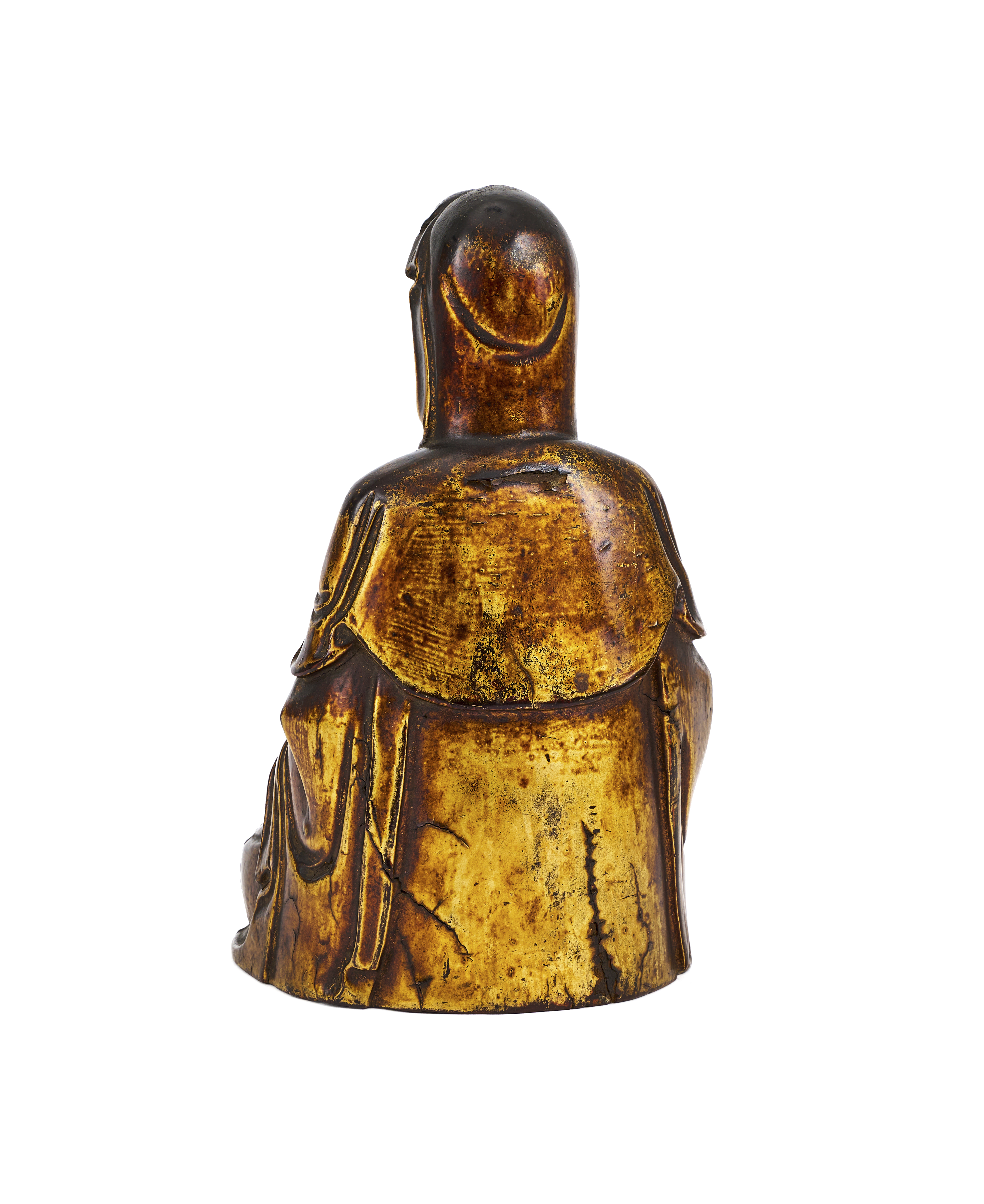 A GILT WOOD SEATED GUANYIN, QING DYNASTY (1644-1911) - Image 3 of 4