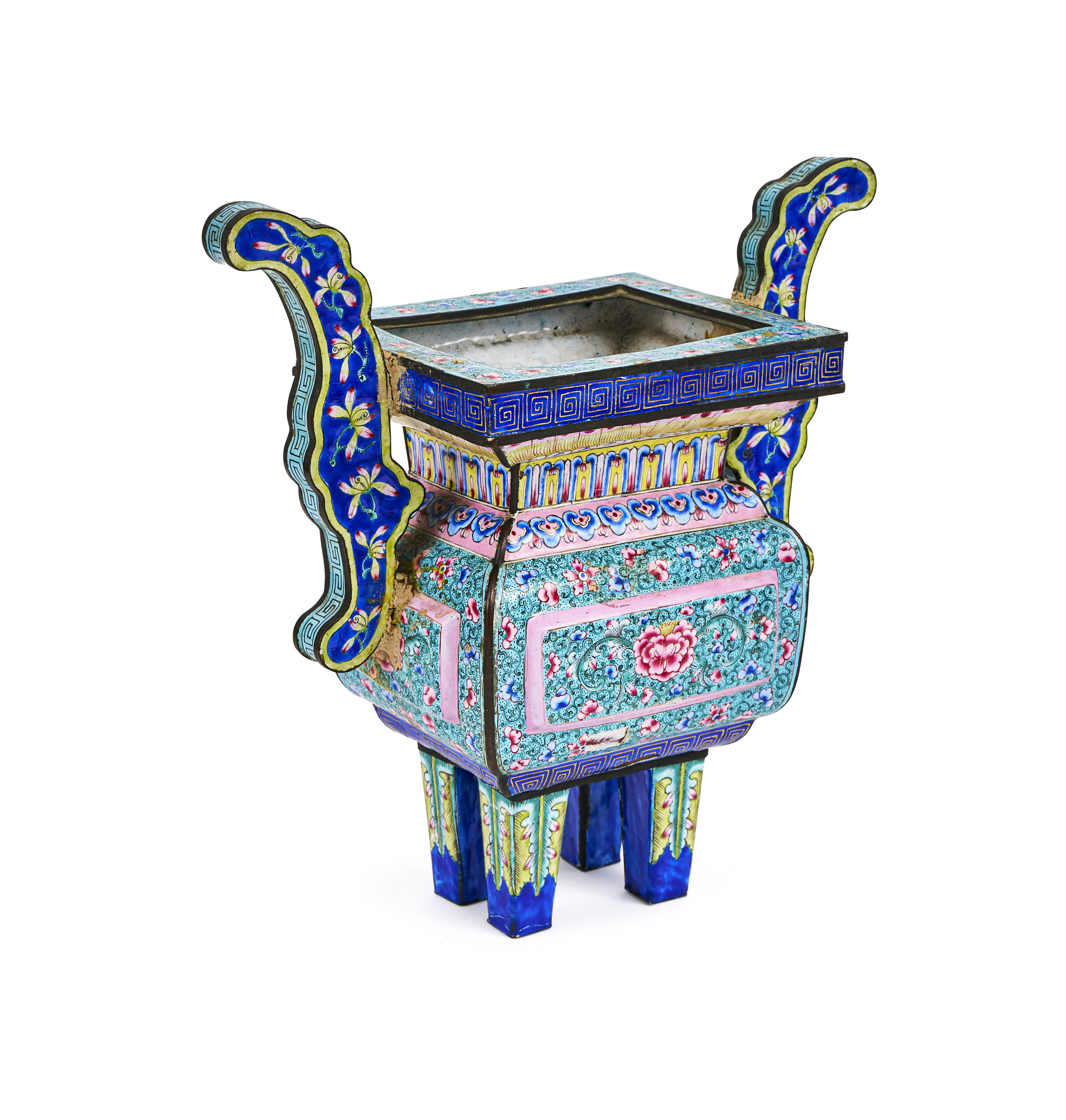 A CHINESE CANTON ENAMEL INCENSE BURNER & DISH, 18TH/19TH CENTURY - Image 3 of 6