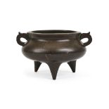 A LARGE BRONZE TRIPOD CENSER | QING DYNASTY, 19TH CENTURY
