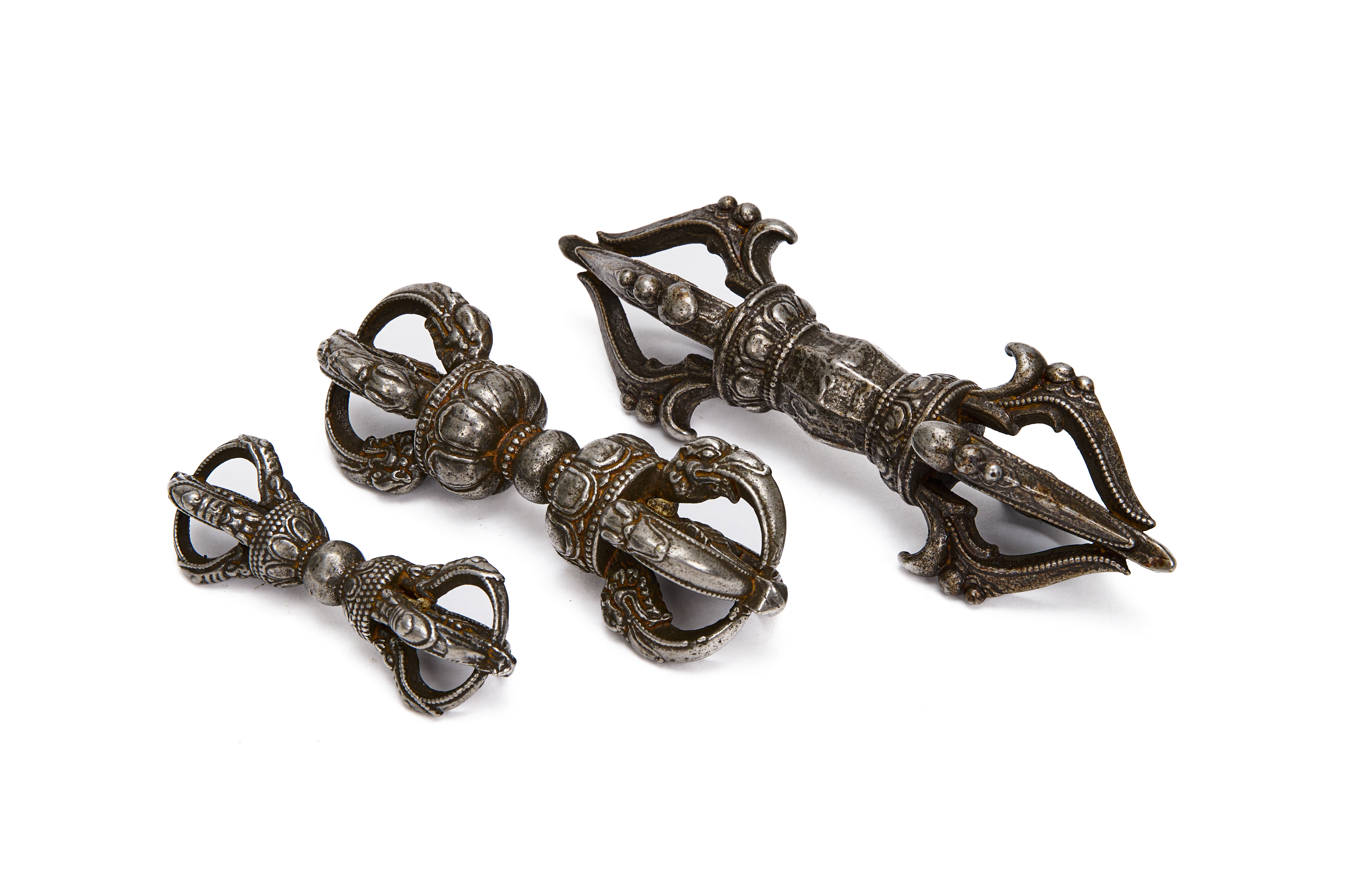 THREE TIBETAN WHITE METAL VAJRA'S - Image 2 of 3