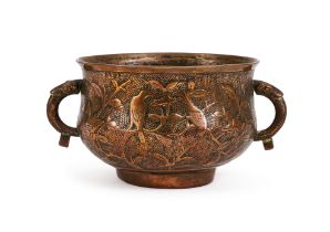 A CHINESE BRONZE & COPPER CENSER, QING DYNASTY (1644-1911)