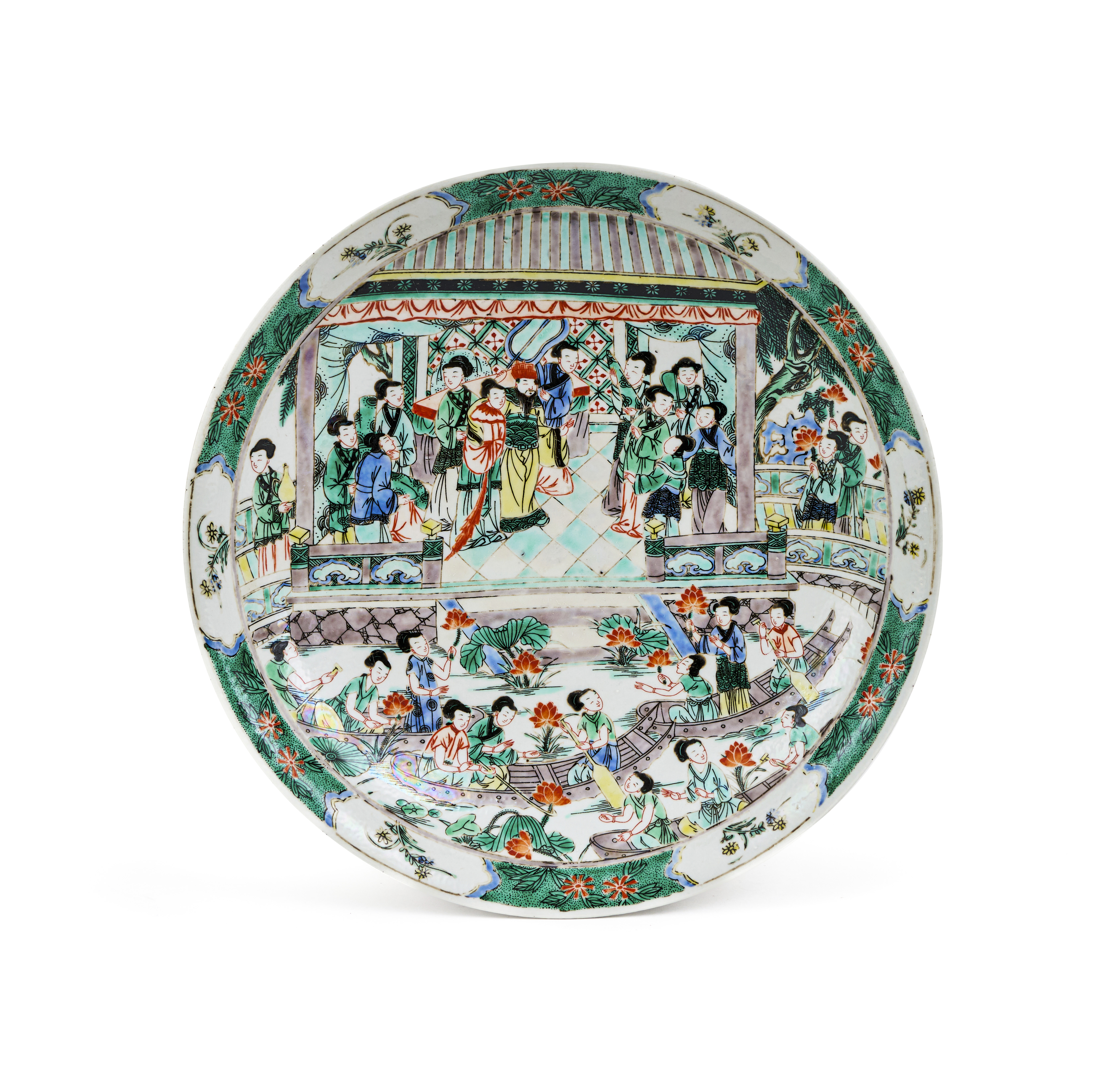 A CHINESE FAMILLE VERTE PLATE, QING DYNASTY (1644-1911)