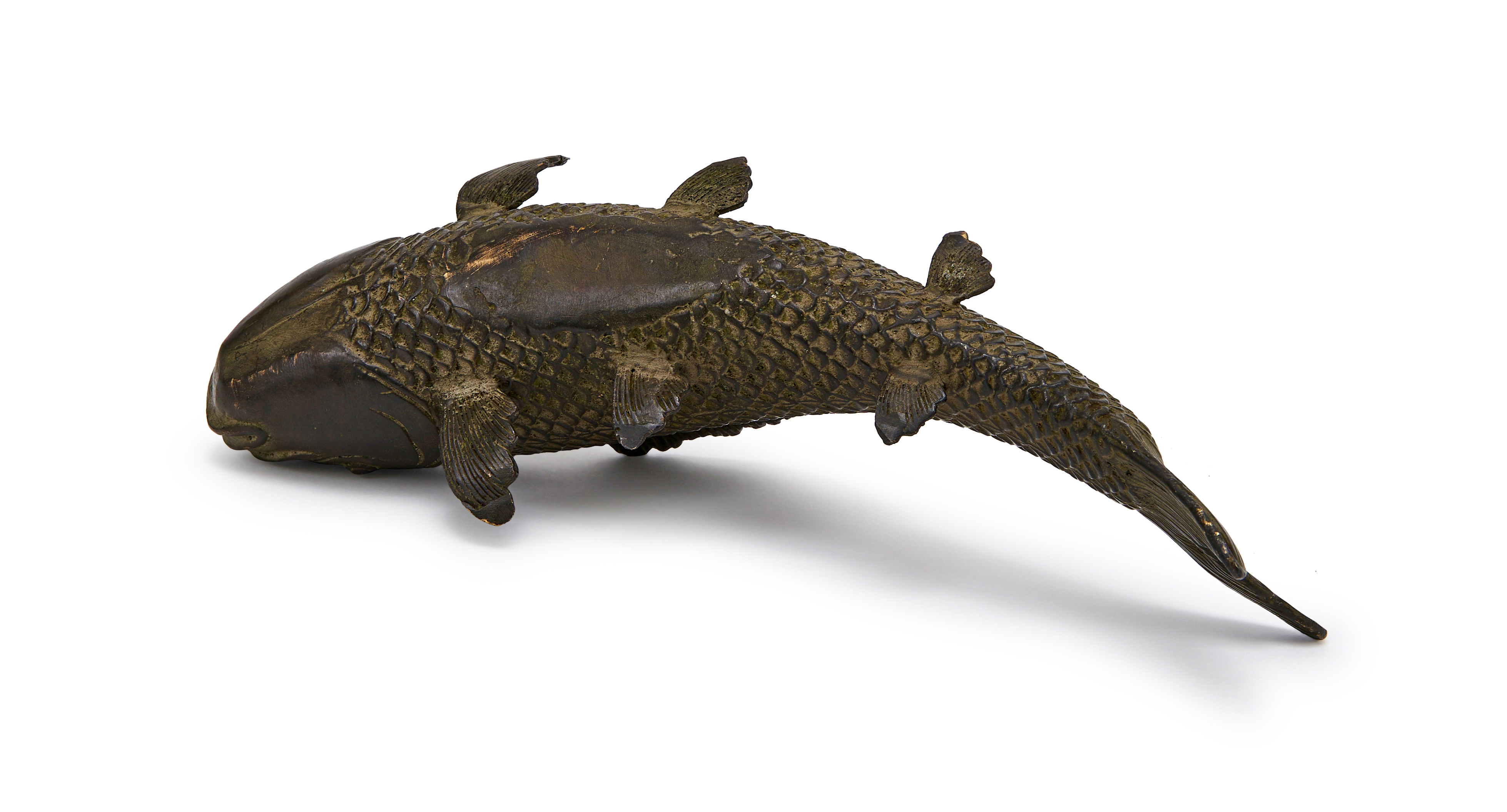 A JAPANESE BRONZE OKIMONO OF A KOI FISH, MEIJI PERIOD (1868-1912) - Image 5 of 5