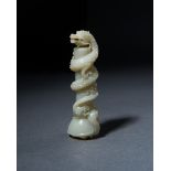 A LARGE CHINESE JADE "DRAGON" HANDLE, QING DYNASTY (1644-1911)