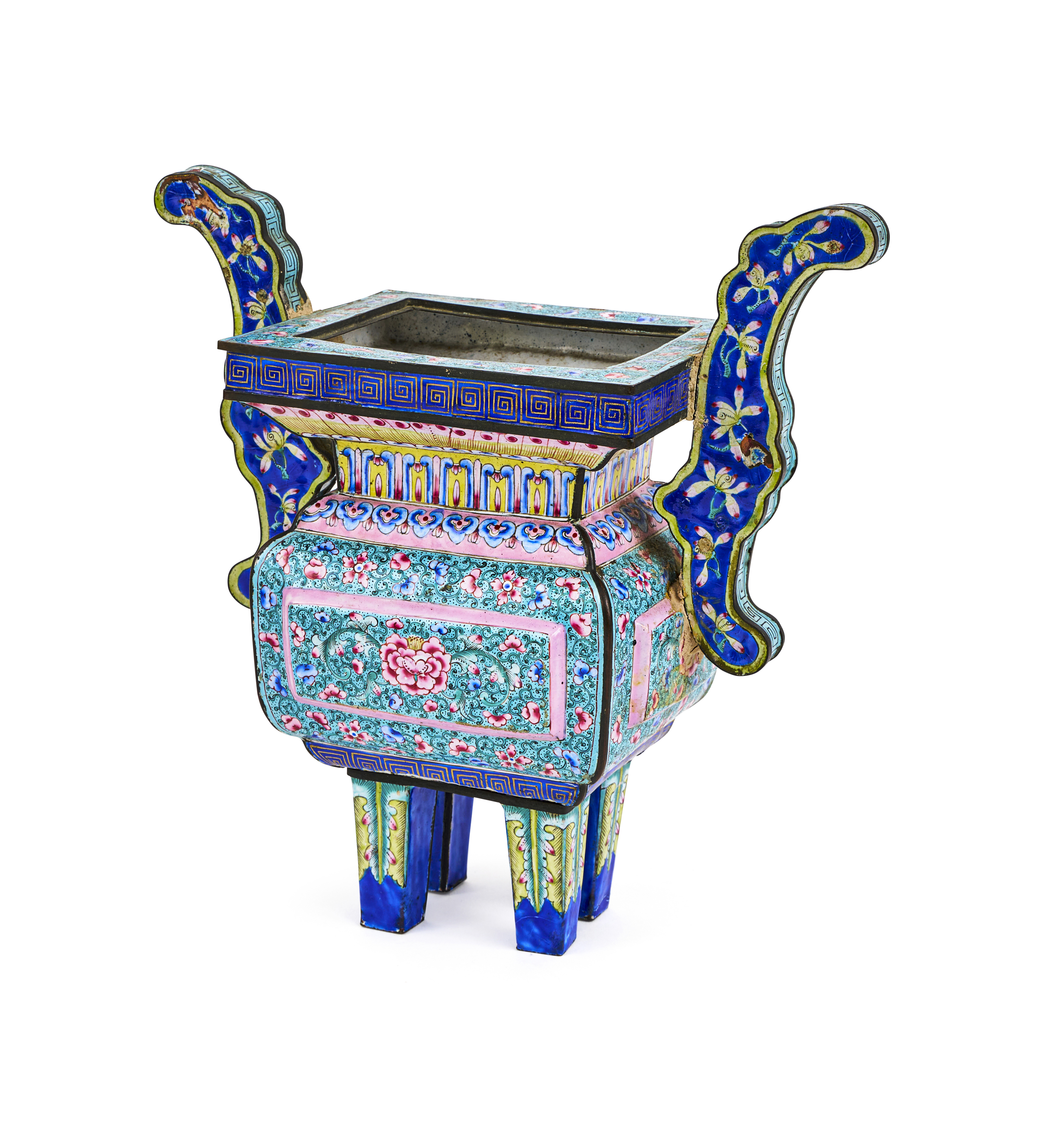 A CHINESE CANTON ENAMEL INCENSE BURNER & DISH, 18TH/19TH CENTURY - Image 2 of 6