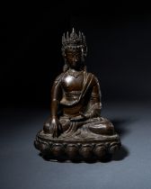 A BRONZE SEATED BUDDHA