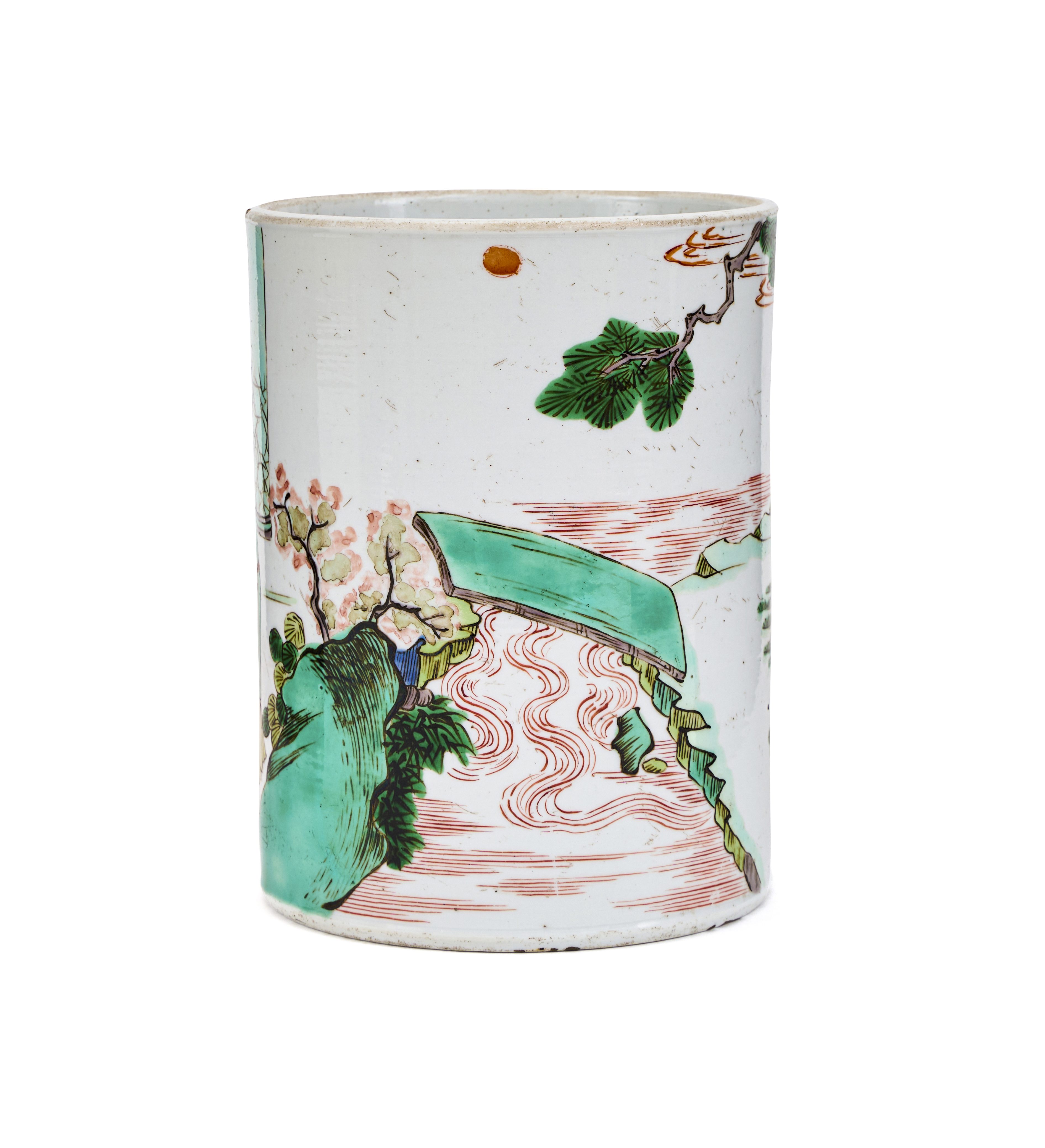 A CHINESE FAMILLE VERTE BITONG, BRUSHPOT, QING DYNASTY (1644-1911) - Image 3 of 5