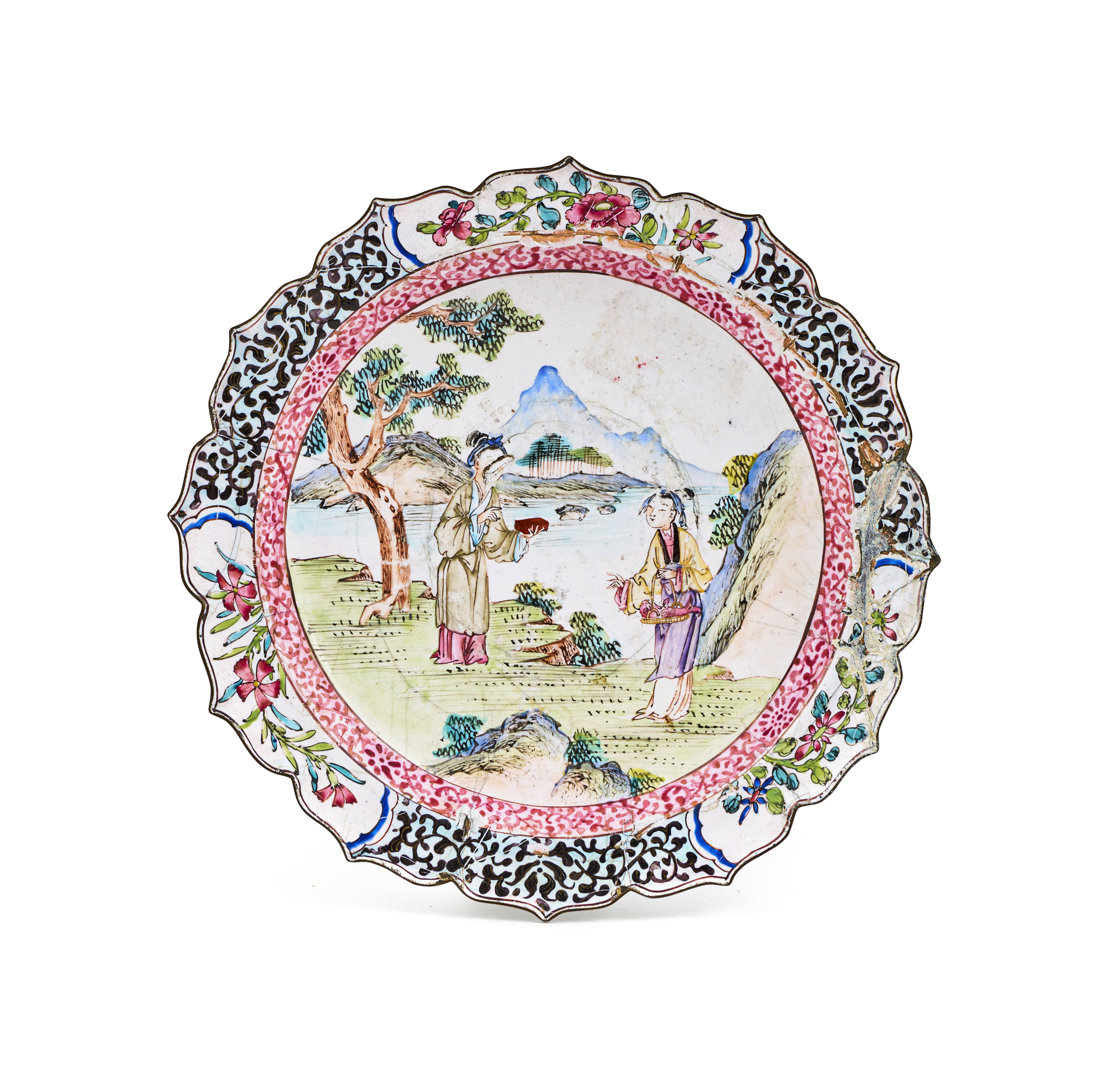 A CHINESE CANTON ENAMEL INCENSE BURNER & DISH, 18TH/19TH CENTURY - Image 5 of 6