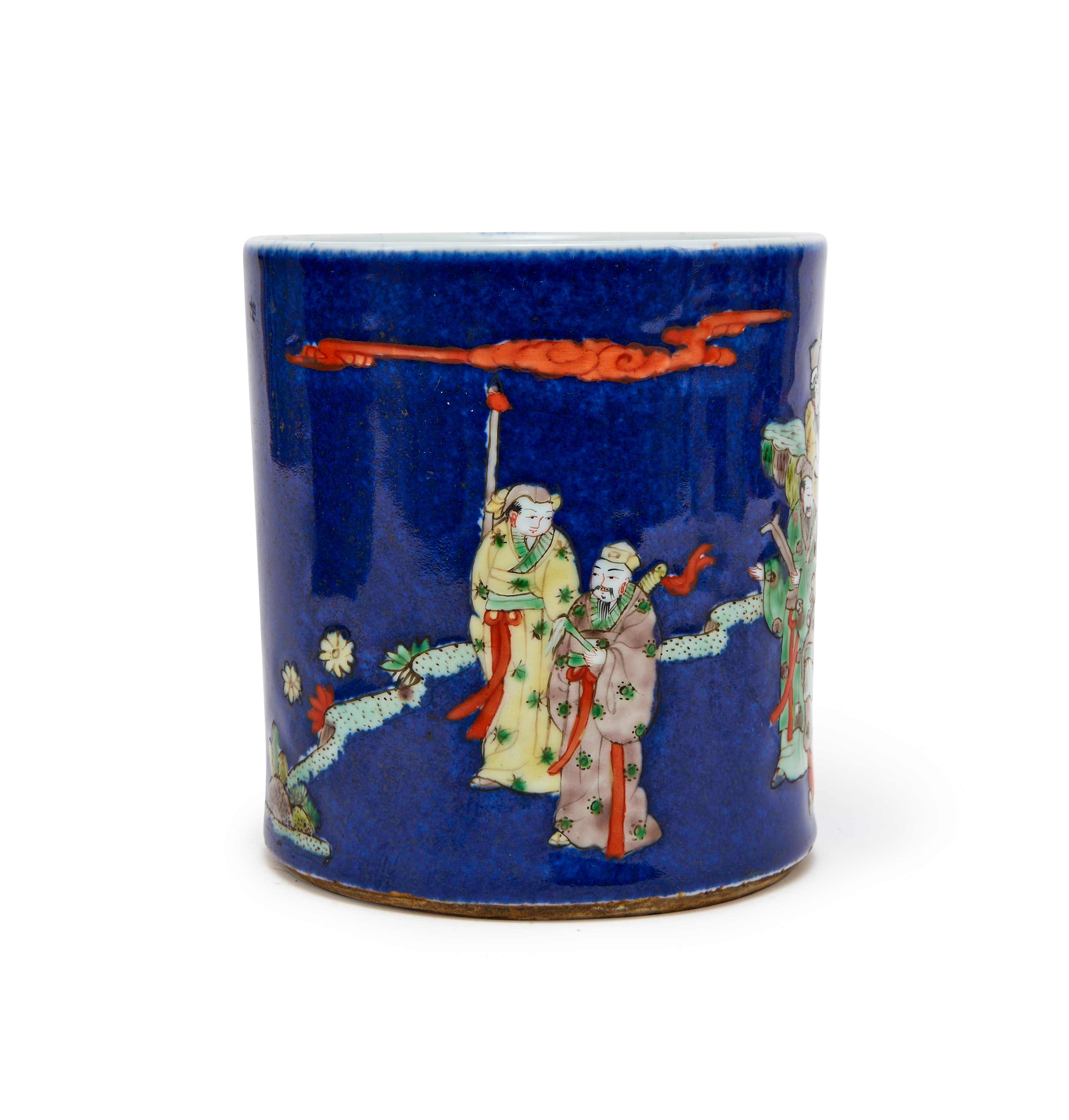 A FAMILLE VERTE POWDER BLUE GROUND GLAZED BITONG, QING DYNASTY (1644-1911) - Image 3 of 5