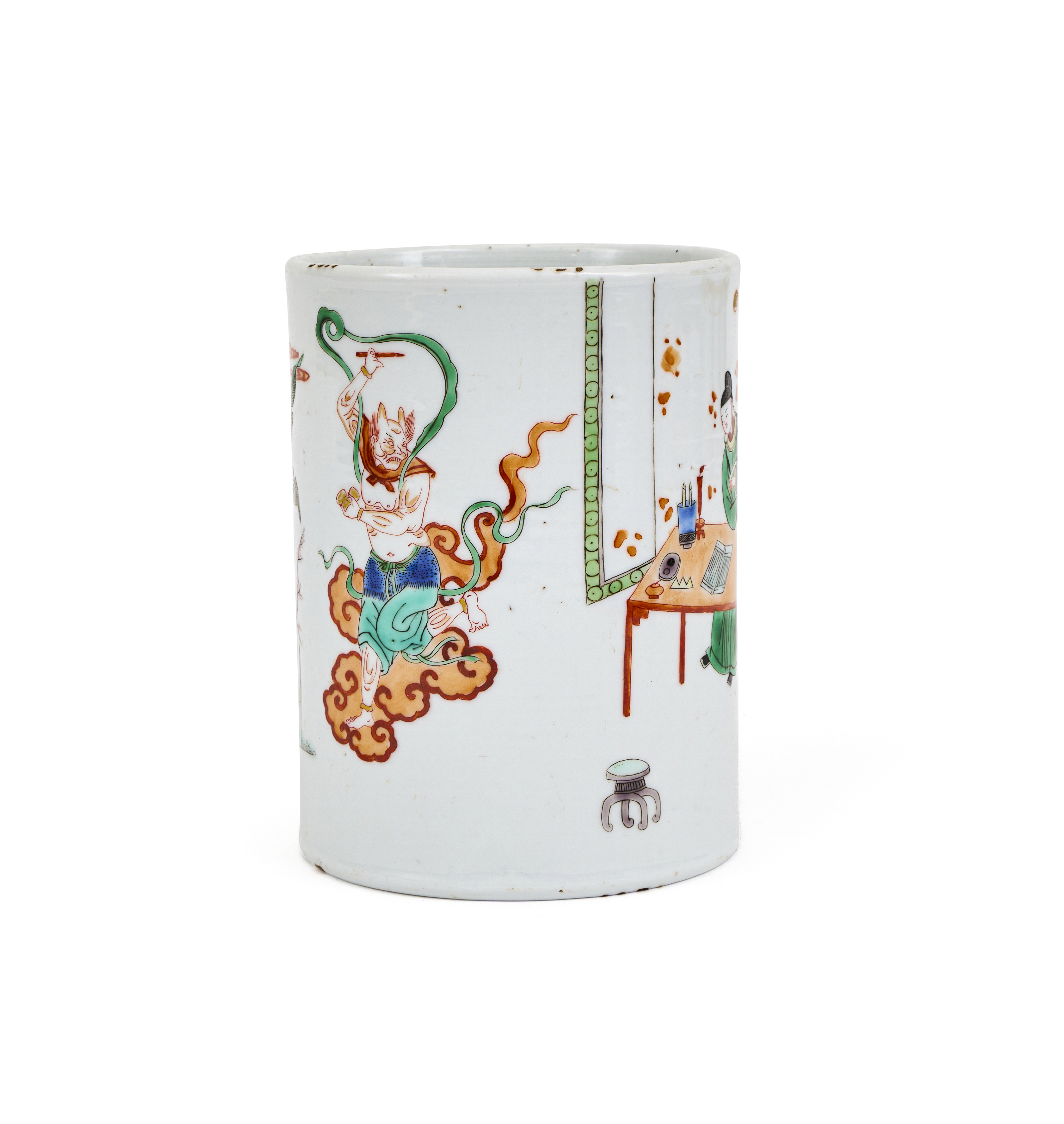 A CHINESE FAMILLE VERTE BITONG, BRUSHPOT, QING DYNASTY (1644-1911) - Image 2 of 5