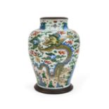 A LARGE CHINESE WUCAI DRAGON JAR, SHUNZHI (1644-1661)