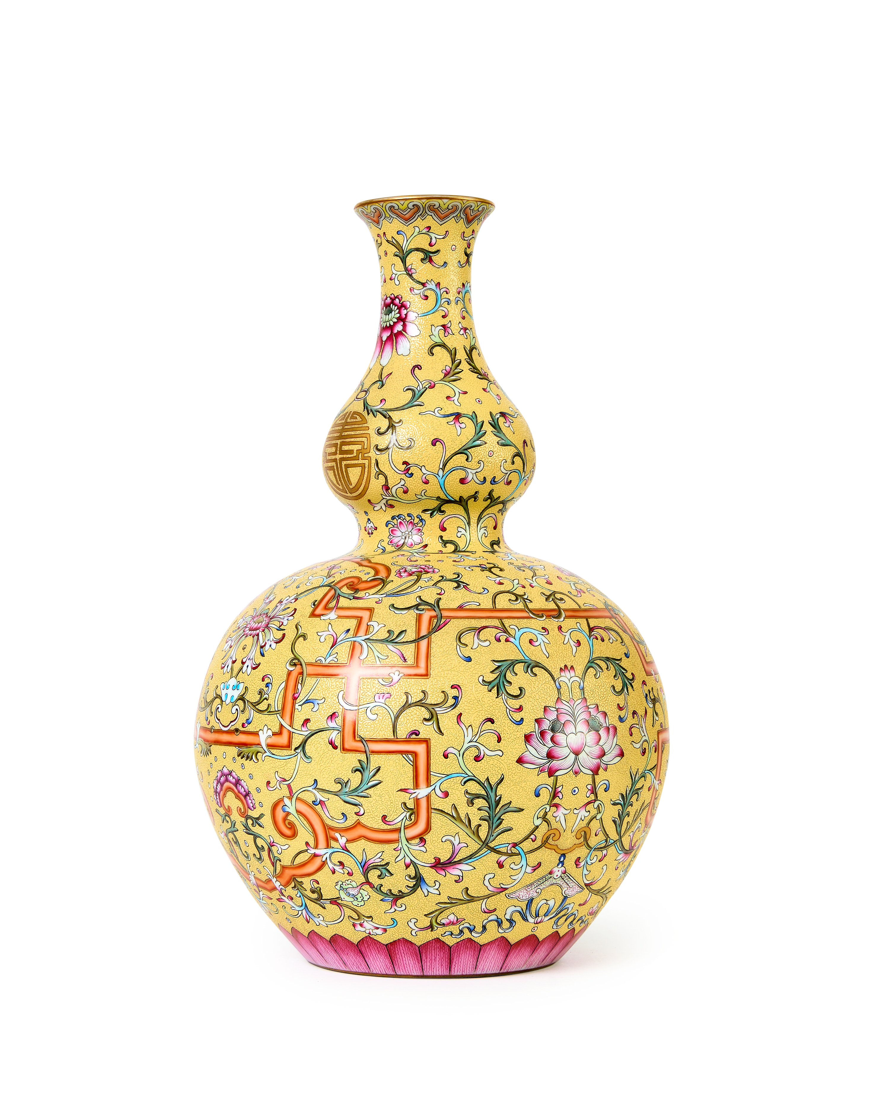 A CHINESE YELLOW GROUND DOUBLE GOURD VASE - Image 2 of 5