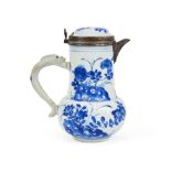 A CHINESE BLUE & WHITE EWER WITH SILVER MOUNTS, KANGXI PERIOD (1662-1722)