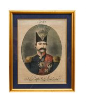 A LITHOGRAPH OF NASER AL-DIN SHAH, 19TH CENTURY