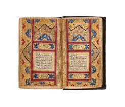 AN ILLUMINATED QAJAR MINIATURE QURAN, 18TH CENTURY, PERSIA WITH ORIGINAL LACQUER BINDING