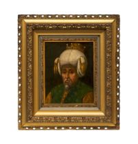 AN OTTOMAN PORTRAIT OF SULTAN OSMAN I, OIL ON CANVAS, 18TH CENTURY