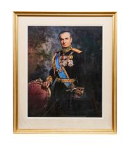 A LARGE PORTRAIT OF MOHAMMAD REZA SHAH PAHLAVI, PRINTED IN COLOUR )PROBABLY IRAN) 1968