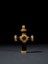 A BYZANTINE GOLD PENDANT GEM SET CROSS CIRCA 6TH CENTURY A.D.