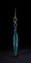 A LARGE TWISTED LURISTAN BRONZE SPEAR HEAD ATTACHMENT, CIRCA CIRCA 1200-900 B.C.