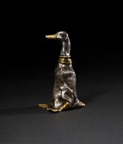 A GREEK SILVER & GILT COSMETIC VESSEL IN THE FORM OF A DUCK, CLASSICAL PERIOD, CIRCA 4TH CENTURY B.C