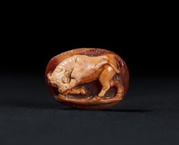 A SOUTHERN ITALIAN SARDONYX CAMEO OF A BULL, CIRCA 1230, 13TH CENTURY