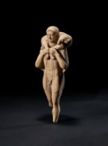 A GREEK MARBLE FIGURE OF A MAN & A RAM