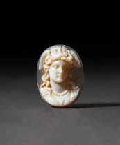 A ROMAN ONYX CAMEO PORTRAIT OF HYPNOS, CIRCA 1ST CENTURY B.C.