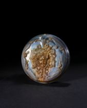 A RARE GREEK AGATE MEDUSA DISH WITH TWO BRONZE APPLIQUES