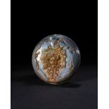 A RARE GREEK AGATE MEDUSA DISH WITH TWO BRONZE APPLIQUES