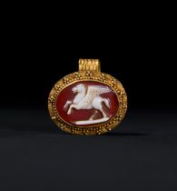 A ROMAN WINGED HORSE "PEGASUS" SARDONYX CAMEO, CIRCA 1ST-2ND CENTURY A.D.